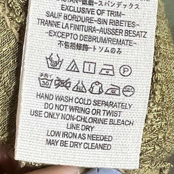 Free People Top Womens Small Green Boho Babydoll Tunic Tank Crinkle Lace Trim - Picture 9 of 13